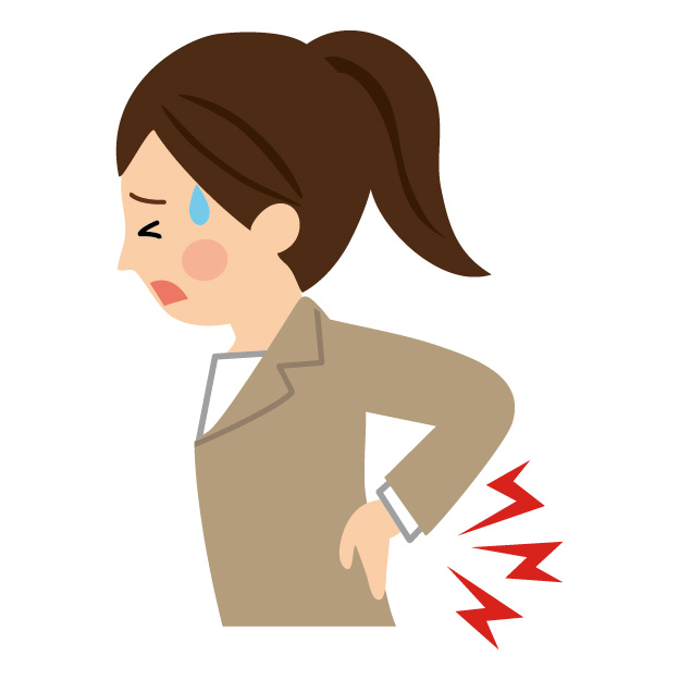仕事で腰が痛い女性のイラスト