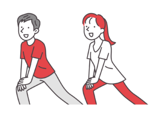 ストレッチしている男女のイラスト